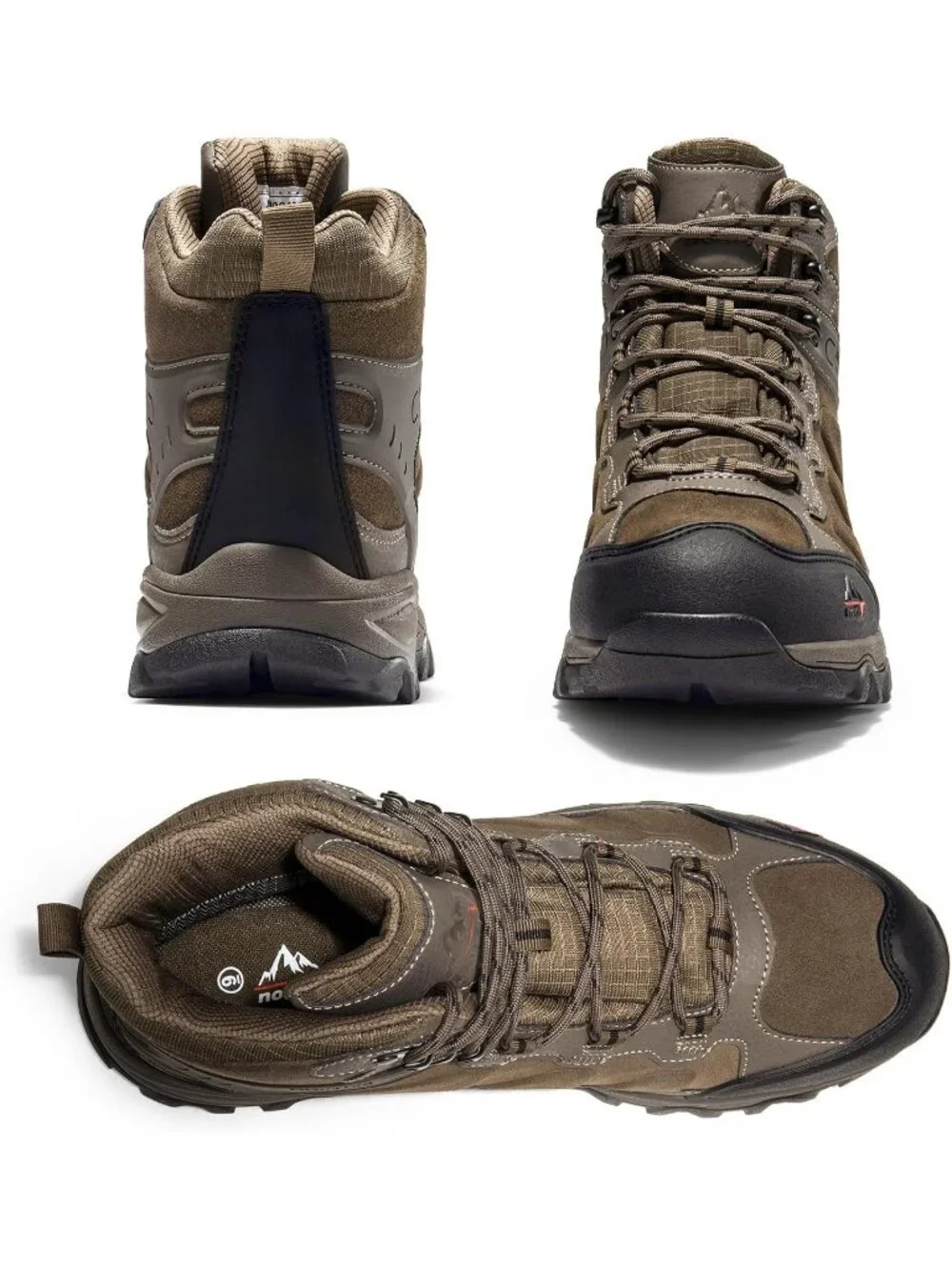 Men's Coffee Waterproof Shoes Casual Mid Top Round Toe Non Slip Hiking Boots